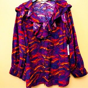 Terra & Sky Women’s Plus Size Long Sleeve Ruffles Cotton Top Size 3X